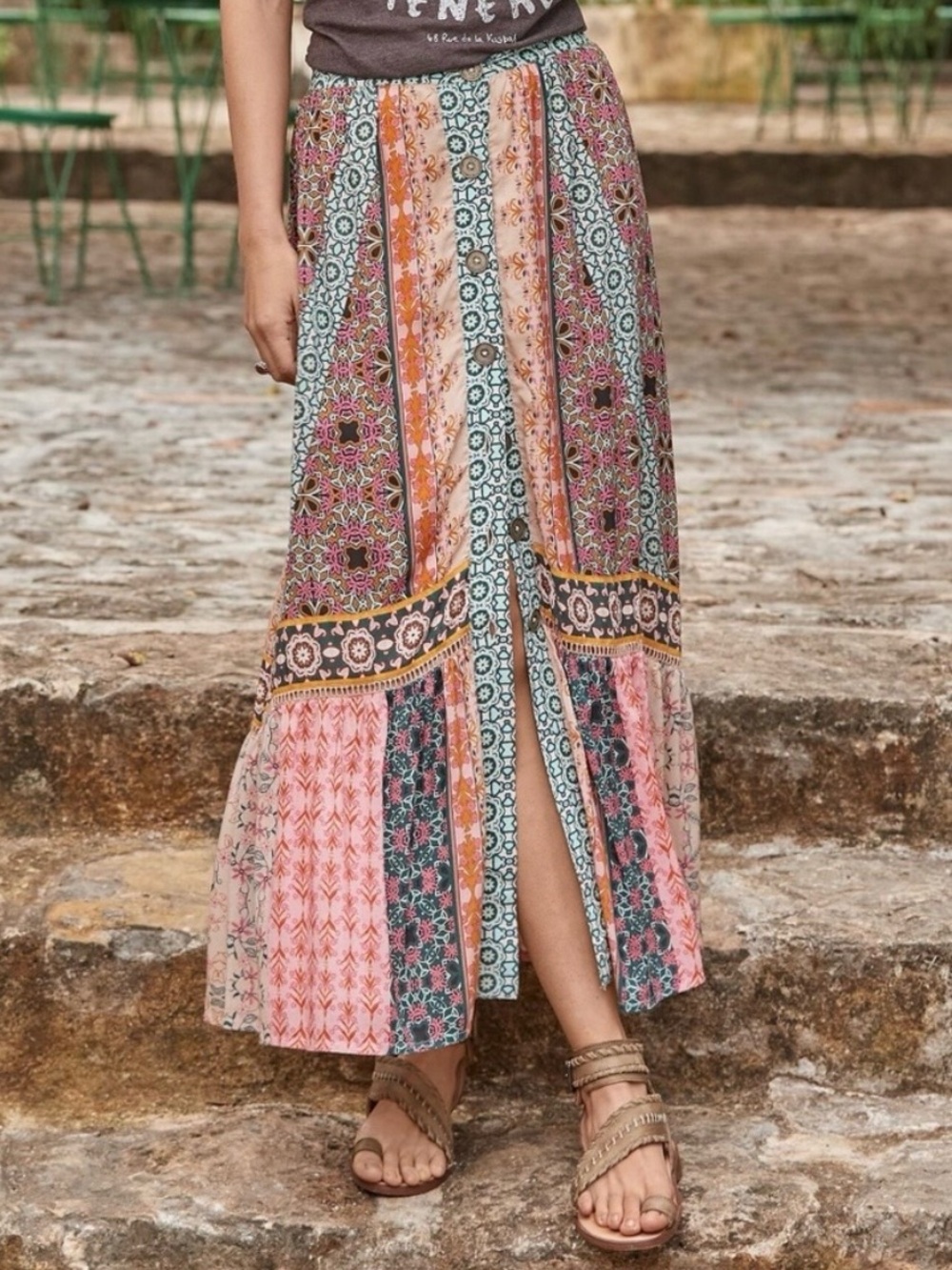 Sundance Sunbright Patchwork Maxi Skirt